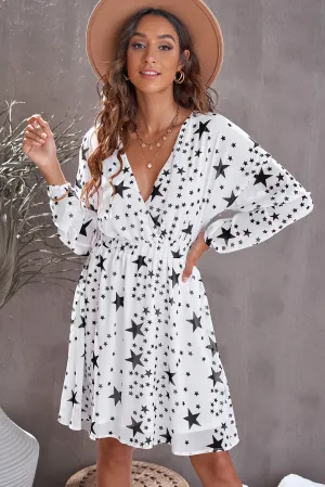 Star Pattern Surplice Dress