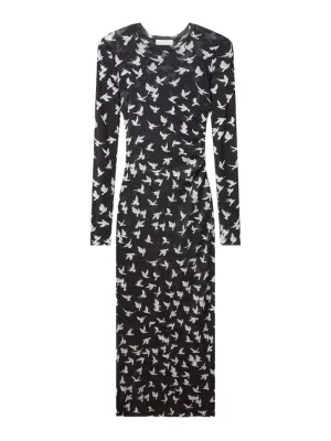Stella McCartney Mesh Flying Bird Haze Dress in Black