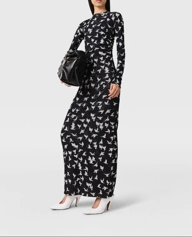 Stella McCartney Mesh Flying Bird Haze Dress in Black