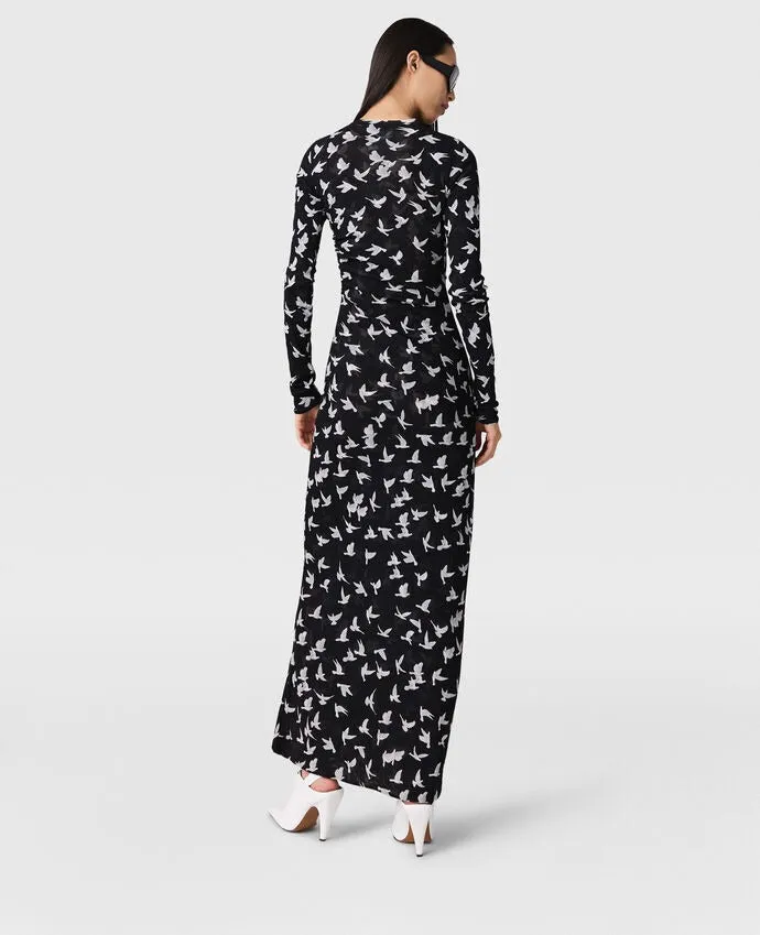 Stella McCartney Mesh Flying Bird Haze Dress in Black