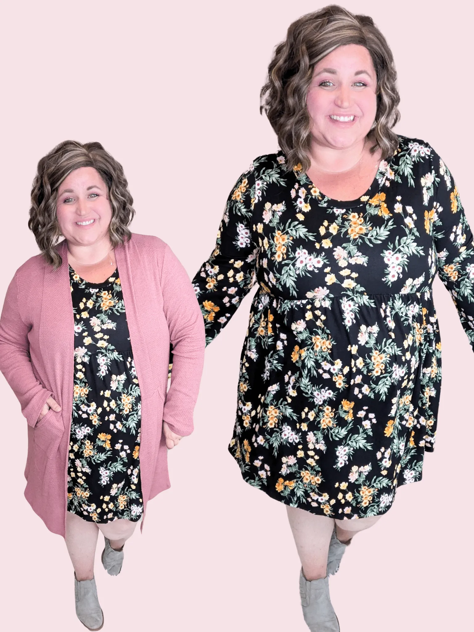 Susanna Babydoll Dress in Black Wildflower
