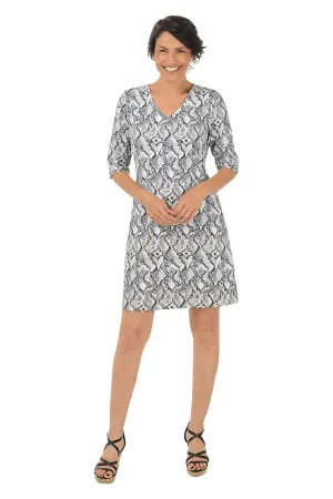 Tan Snake Hearts V-Neck UPF50  Dress