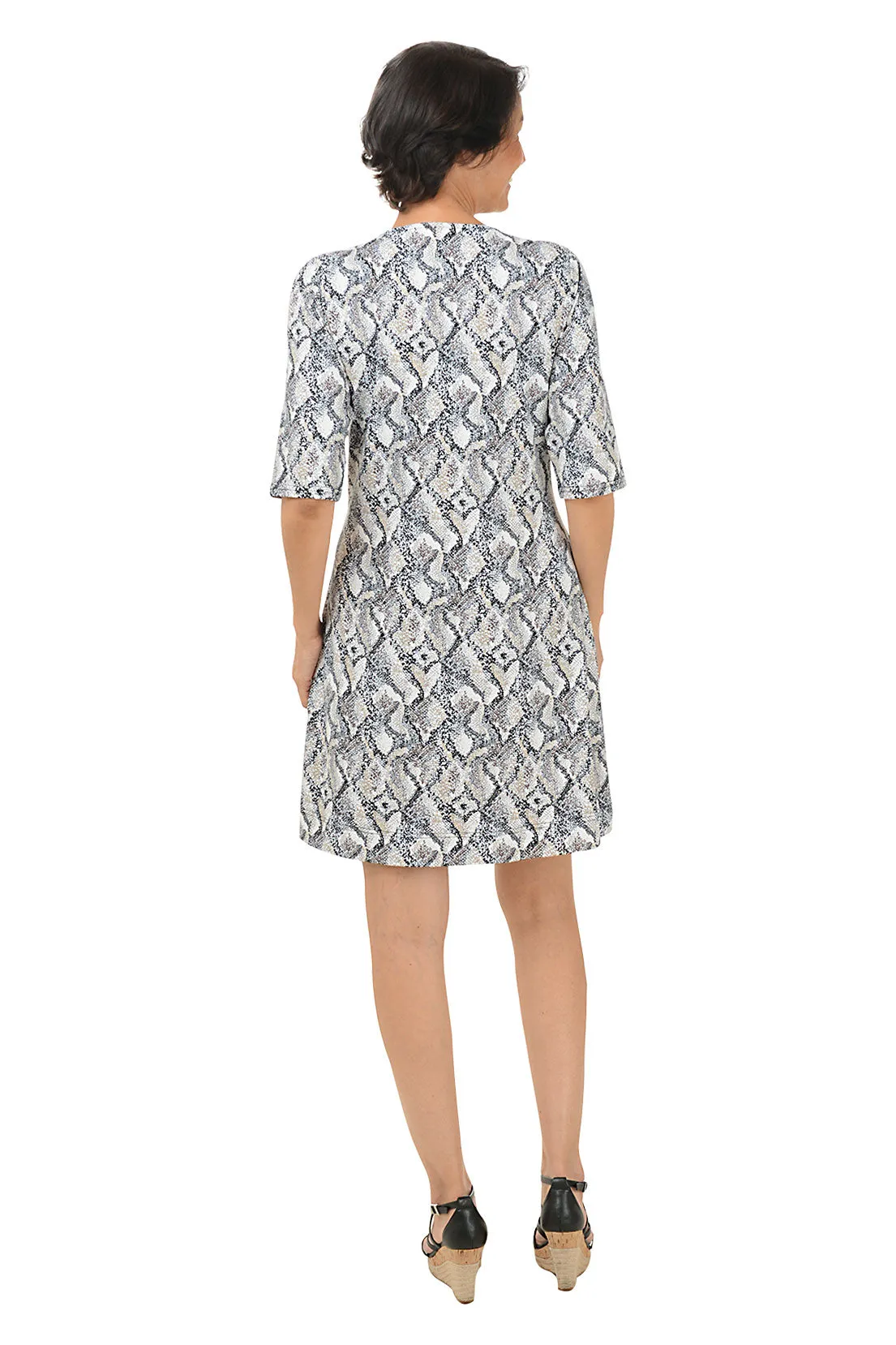 Tan Snake Hearts V-Neck UPF50  Dress
