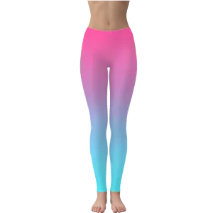 Teal Blue Faded to Hot Pink Leggings