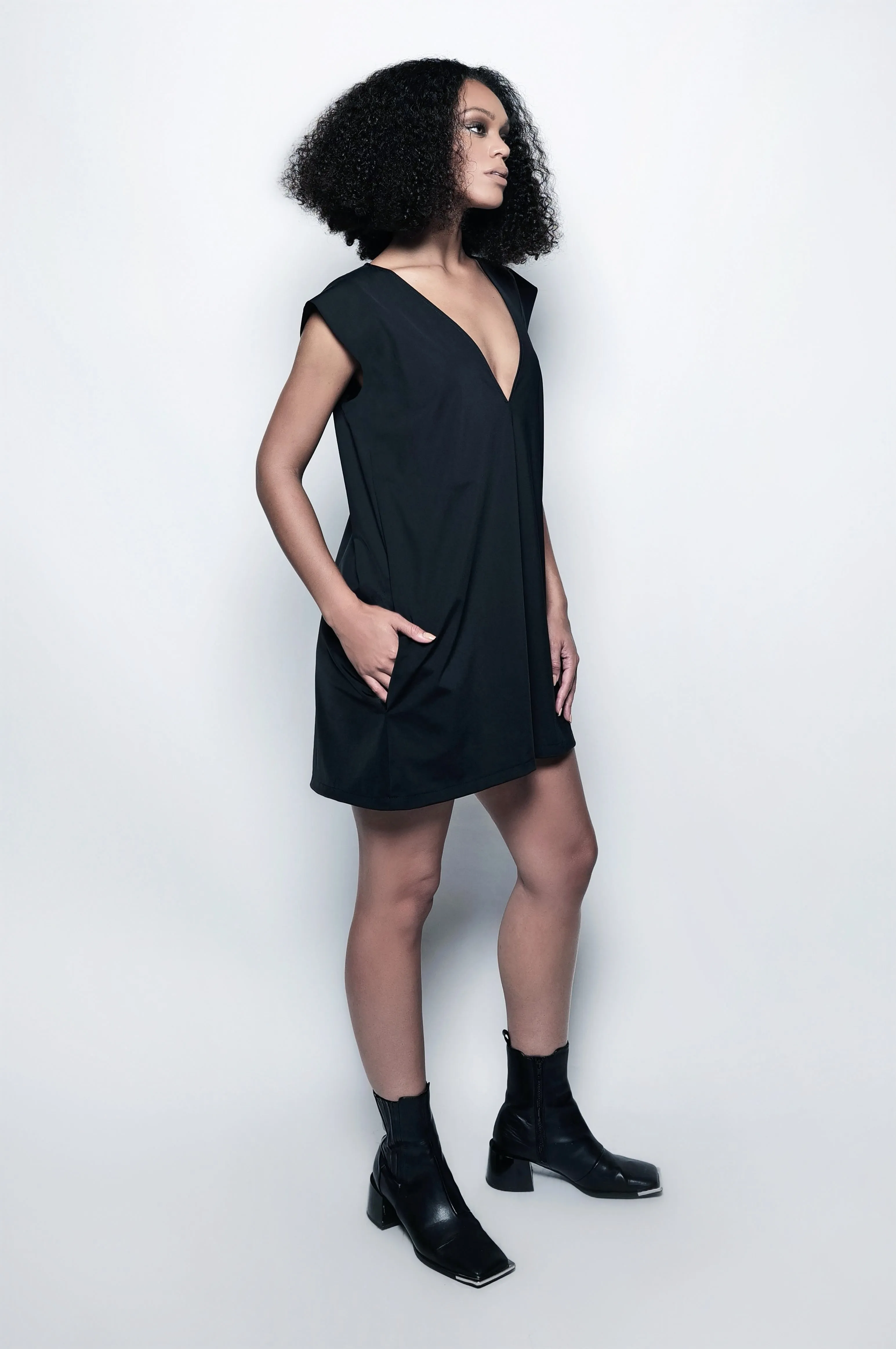 The V Mini Dress in Black
