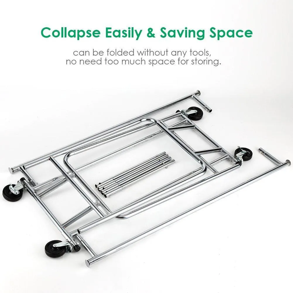 TomCare Garment Rack Double Clothes Racks Ajustable Clothing Rack Extensible Clothes Hanging Rack Commercial Grade Garment Rolling Racks for Hanging Heavy Duty Stainless Steel Garment Rack on Wheels