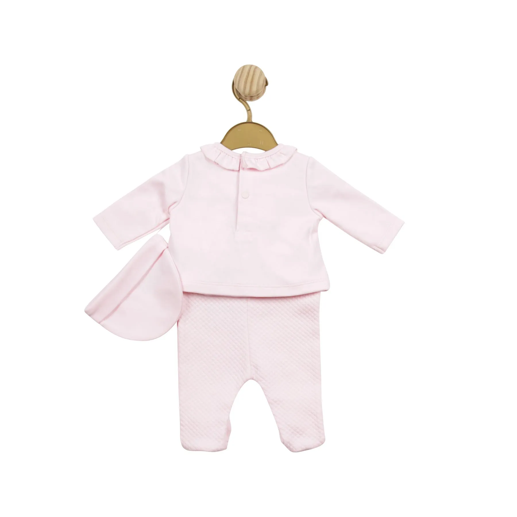 TRADE SHOW MB5144 Pink Smock Waffle Tiny Baby Top, Pant and Hat (Copy)
