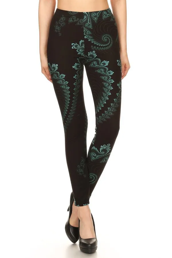 Turquoise Coral Curvy Plus Leggings