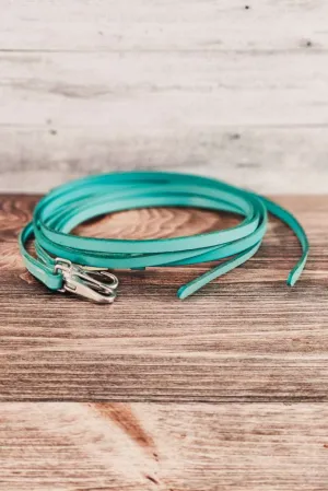 Turquoise Leather Split Reins