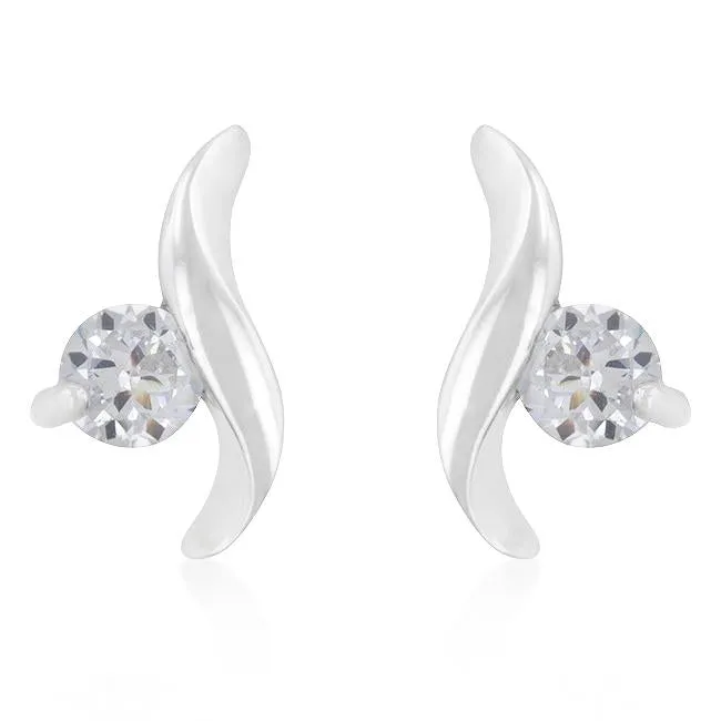 Twisting Solitaire Cubic Zirconia Earrings