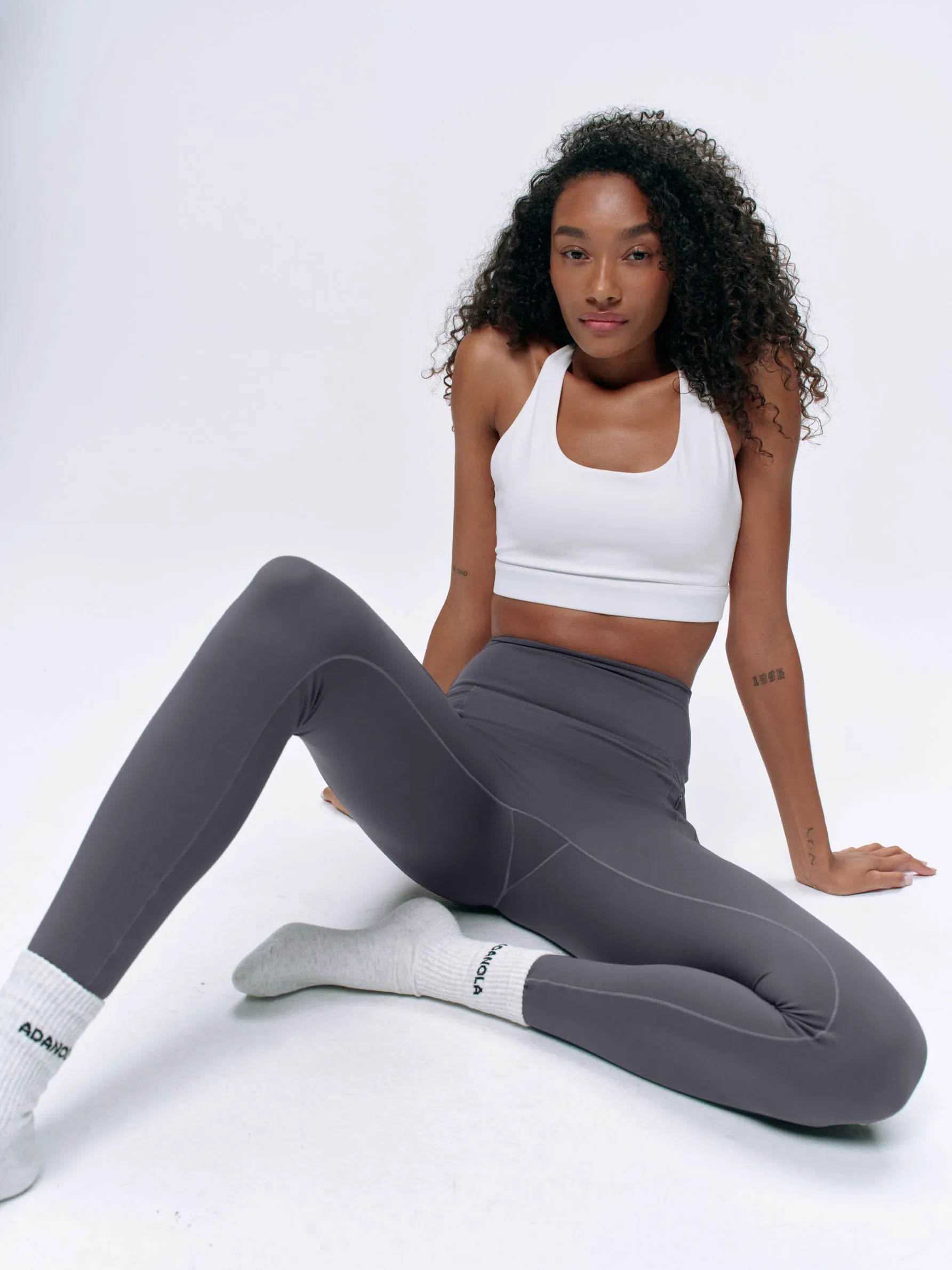 Ultimate Seam Detail Zip Pocket Leggings - Dark Grey