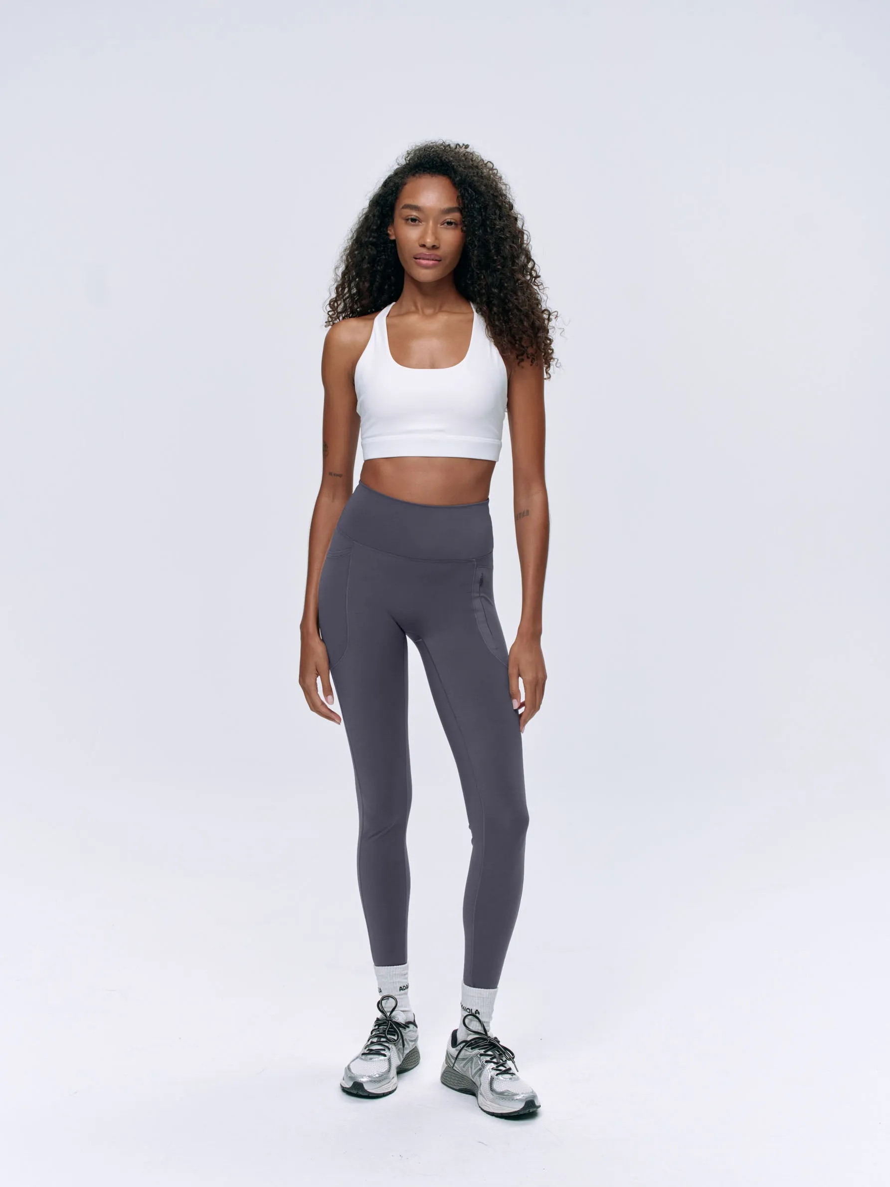 Ultimate Seam Detail Zip Pocket Leggings - Dark Grey