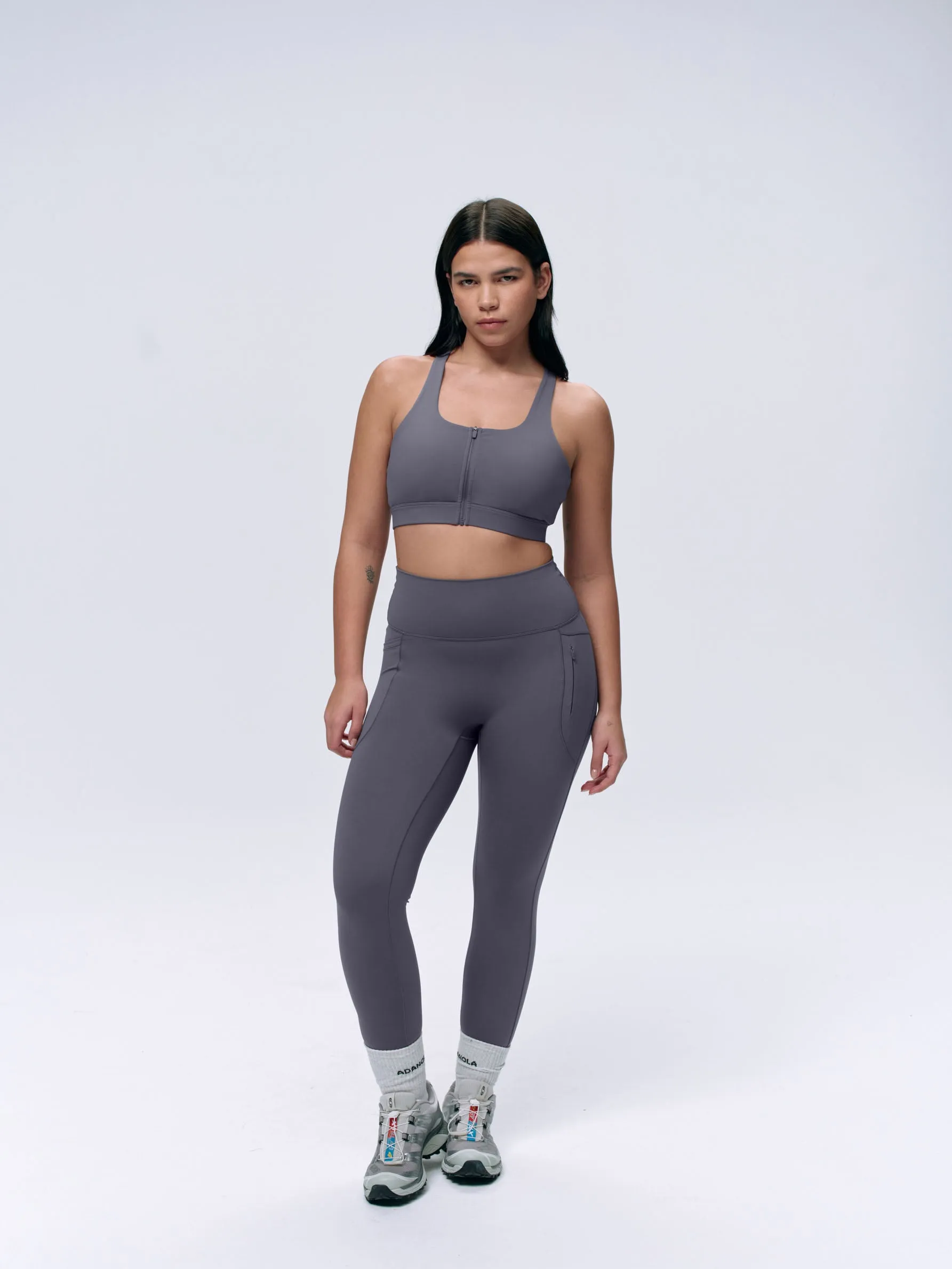 Ultimate Seam Detail Zip Pocket Leggings - Dark Grey