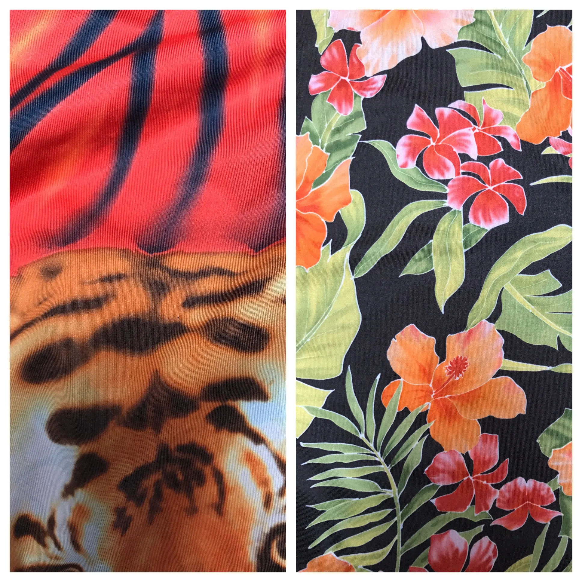 V NECK SIDE SLIT DRESS RED TIGER/HAWAIIAN FLORAL