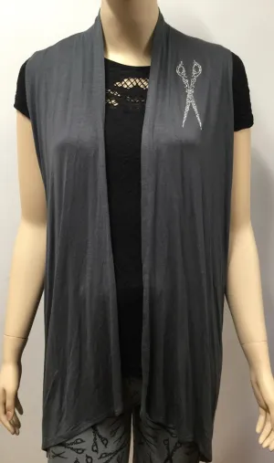 Vest with Scissor Rhinestones- Gray