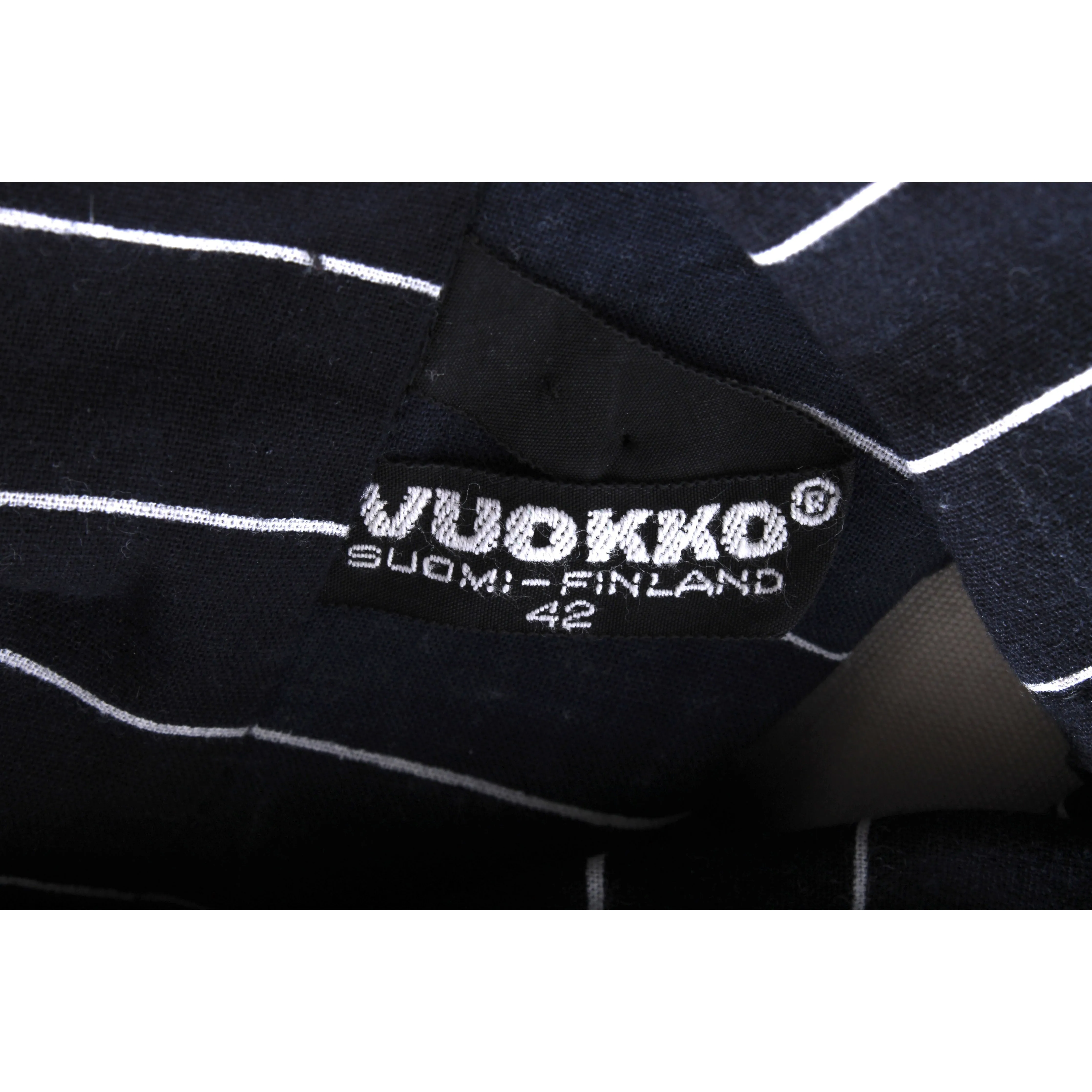Vintage Vuokko Printed Cotton Shirt Dress 1970s Black & White Stripes 42/ M L