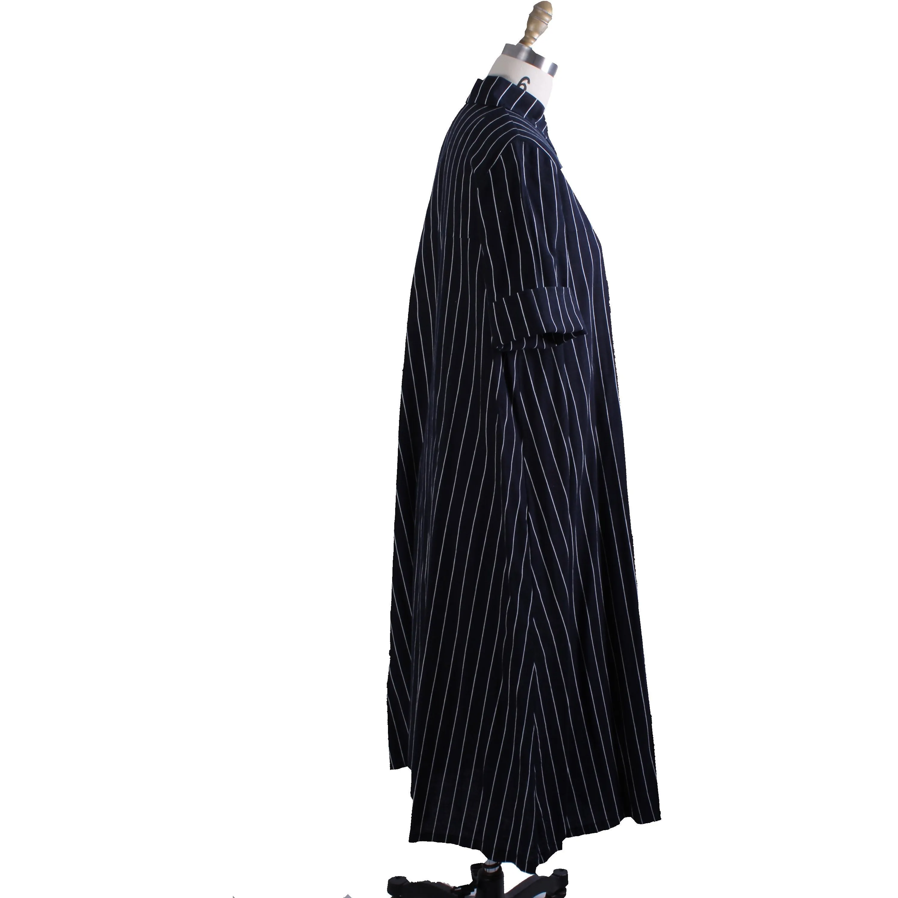 Vintage Vuokko Printed Cotton Shirt Dress 1970s Black & White Stripes 42/ M L
