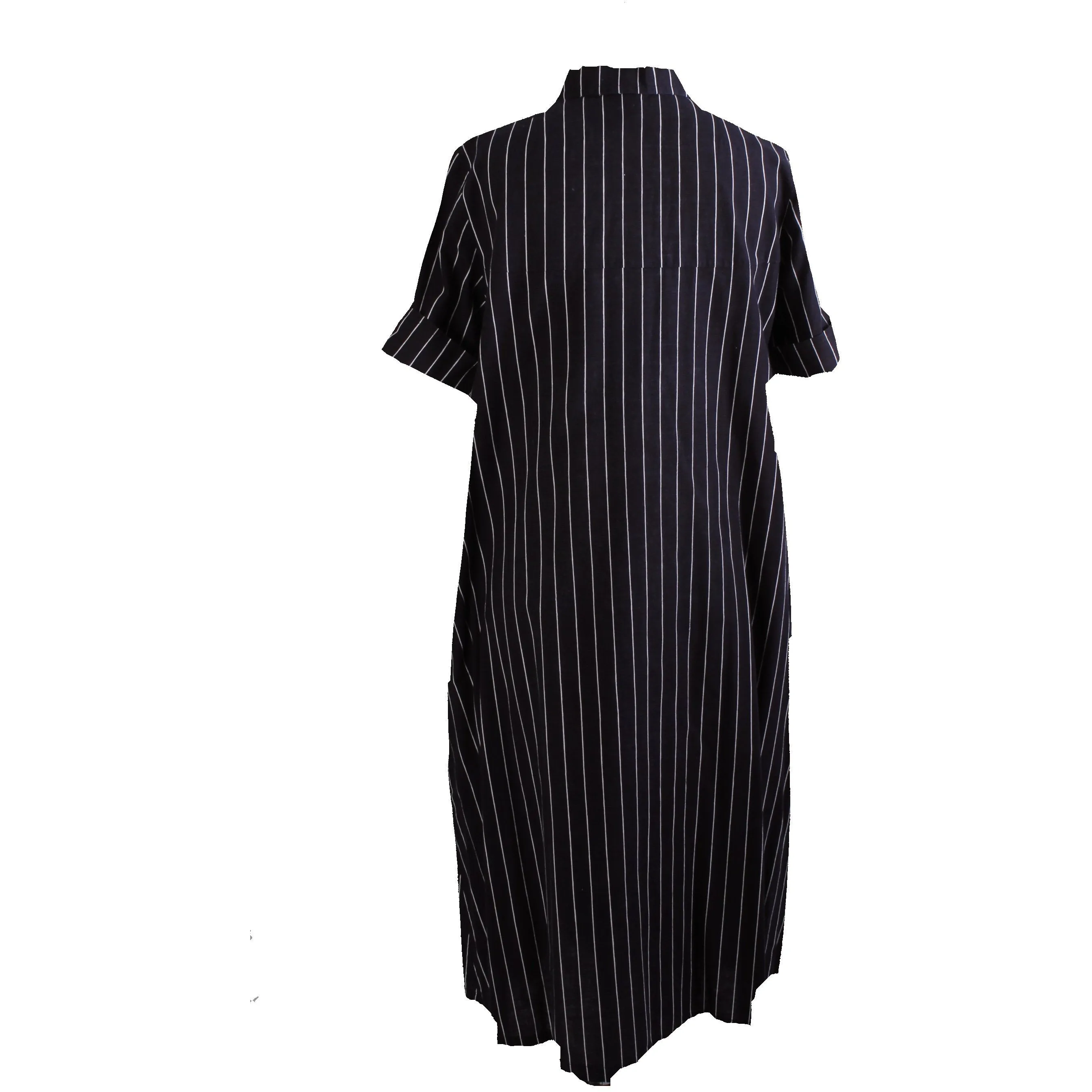 Vintage Vuokko Printed Cotton Shirt Dress 1970s Black & White Stripes 42/ M L