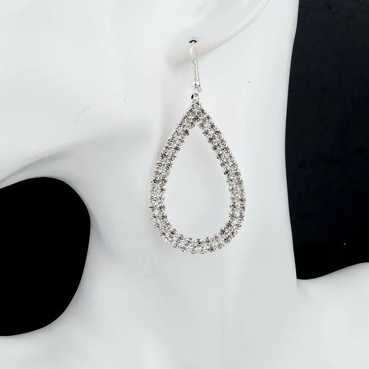 Water Drop Gold Plated Loop Crystal Earrings