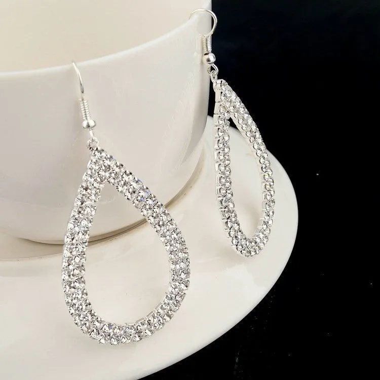 Water Drop Gold Plated Loop Crystal Earrings