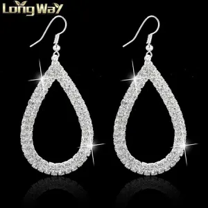 Water Drop Gold Plated Loop Crystal Earrings