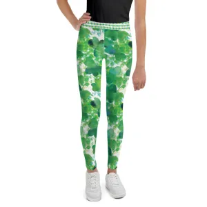 Watercolor Shamrocks and Plaid - Youth Leggings