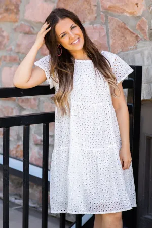 White Eyelet Short Sleeve Dress