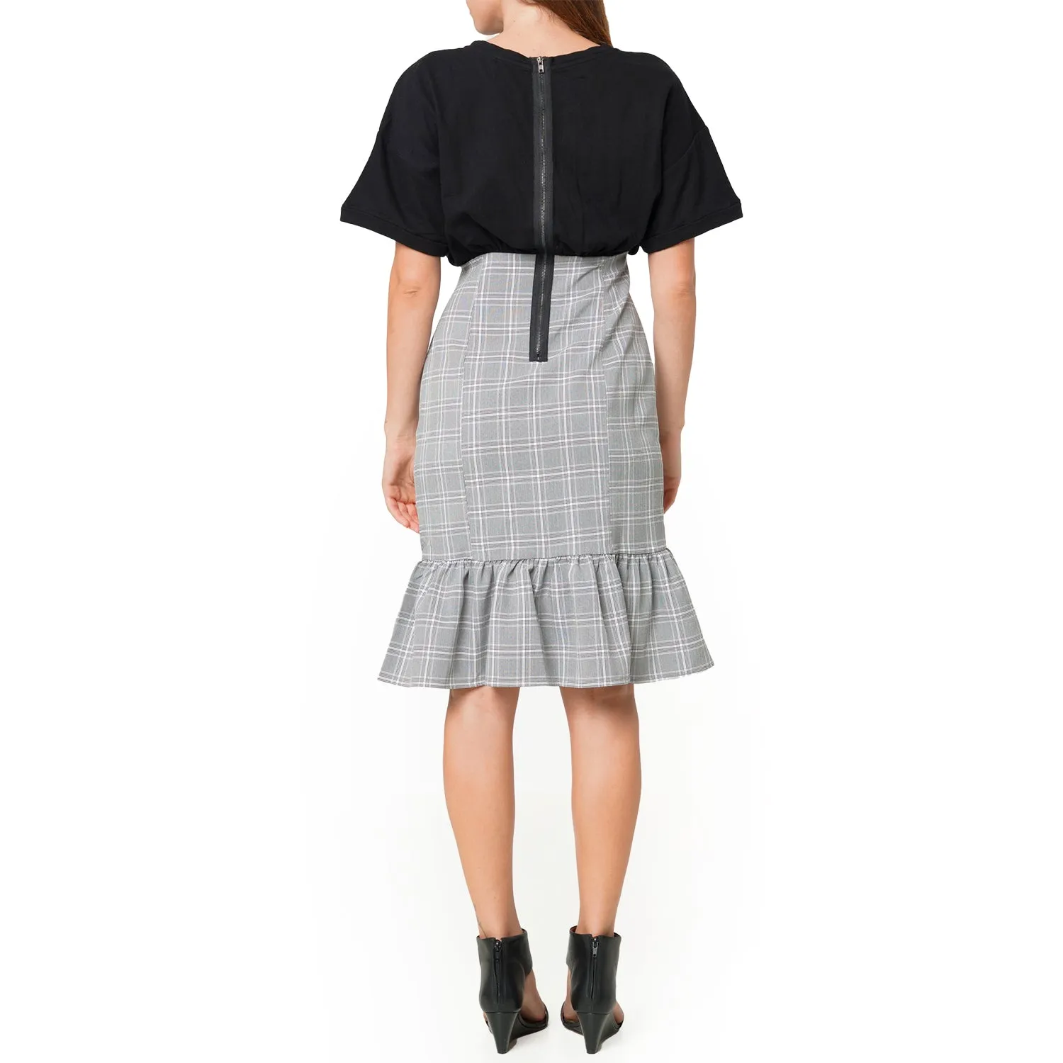 Women's Glen Plaid Mermaid Dress in Black