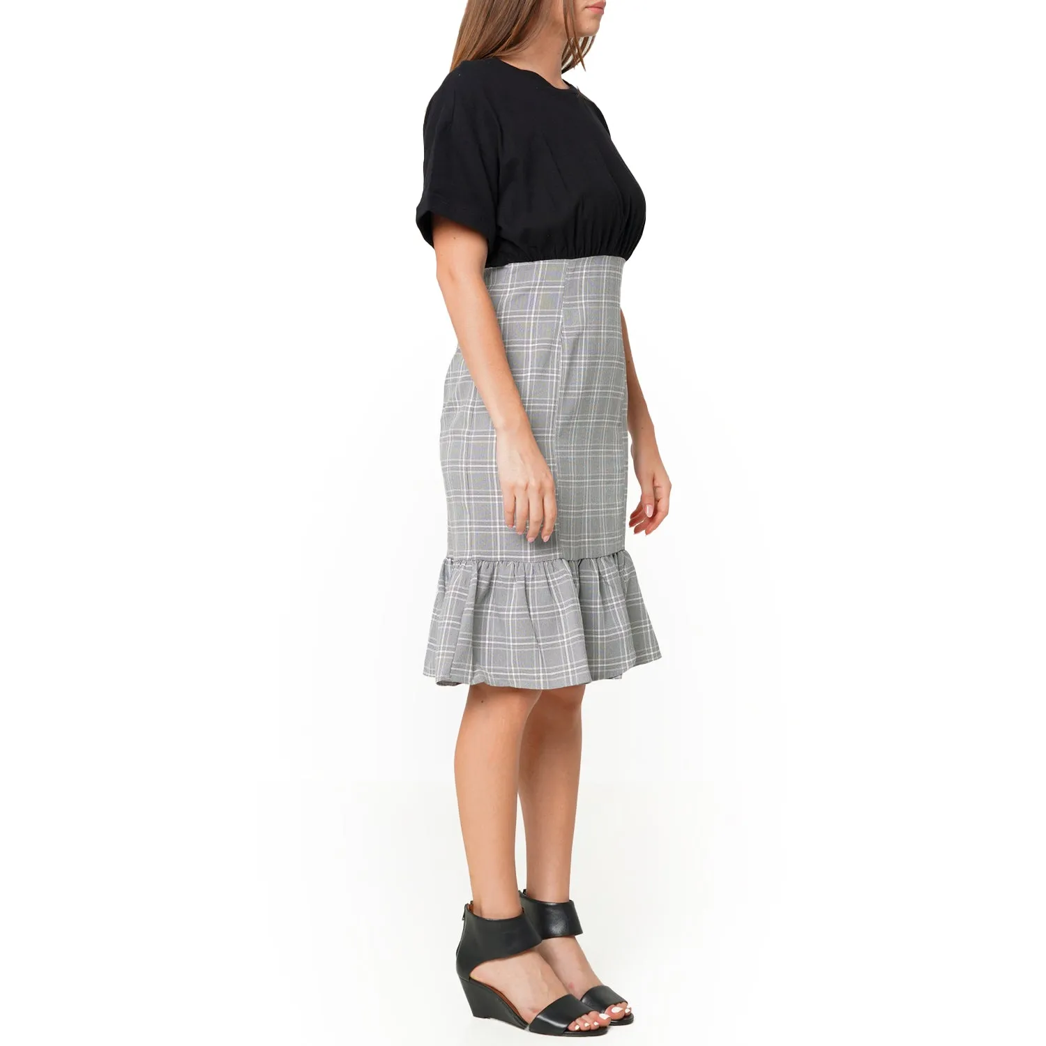 Women's Glen Plaid Mermaid Dress in Black