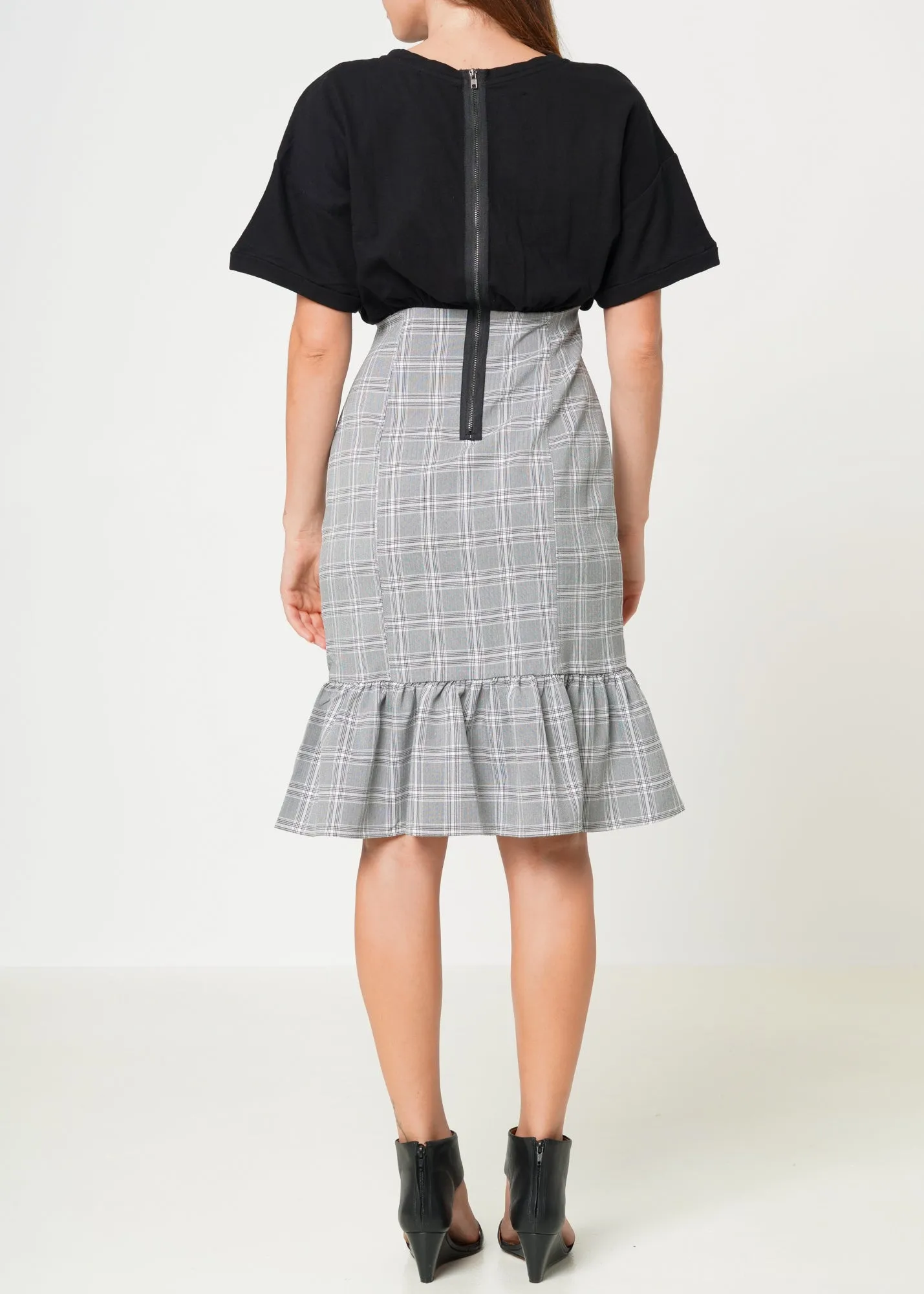 Women's Glen Plaid Mermaid Dress in Black