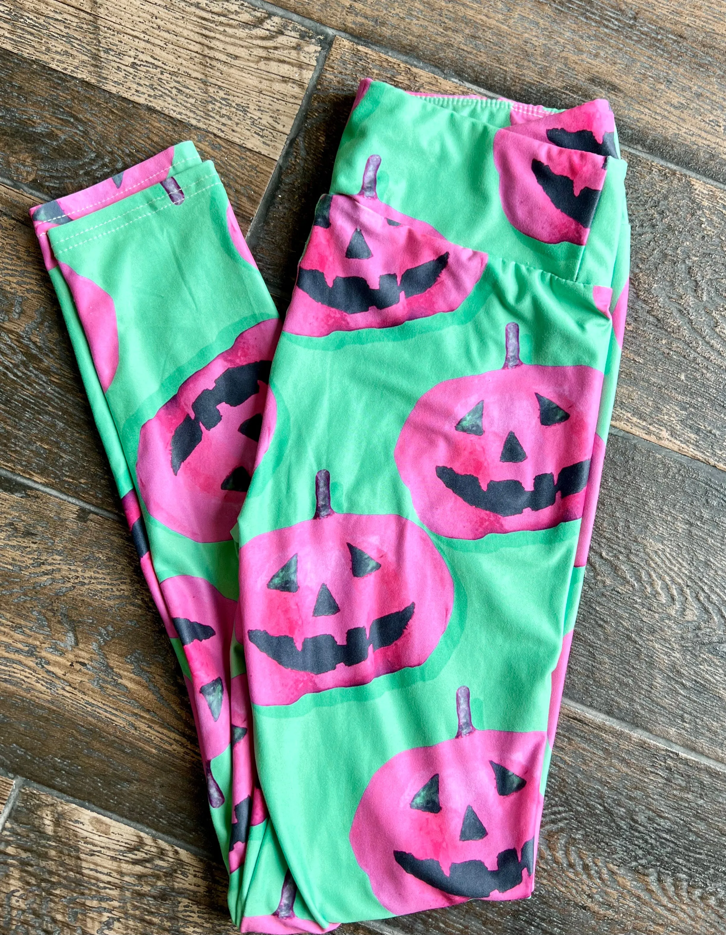 Women's Leggings-Neon Pumpkins RTS 7.17