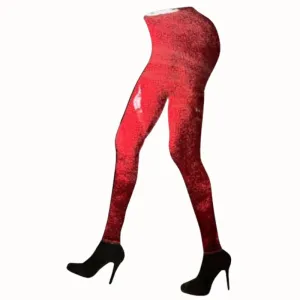 Women's Metallic Leggings - Red