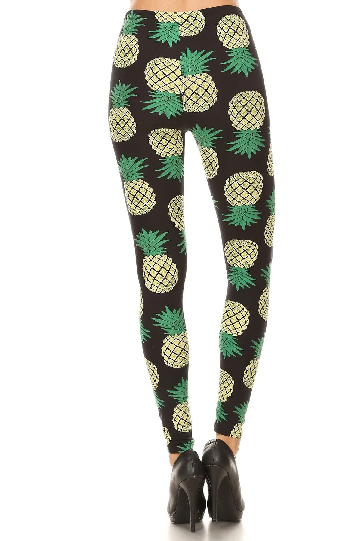 Women's Regular Yellow Pineapple Fruit Pattern Printed Leggings