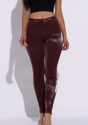 Yasmine Shine On Stretch Leggings ( Burg & Grey, Black) - Avail in Plus Size