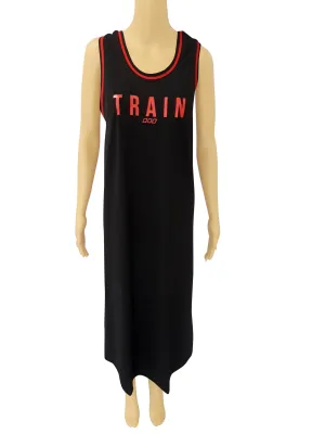 Zen Black Spotty and Casual Long 4-Way Stretch Sleeveless Dress